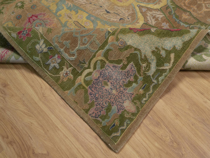 8'2" x 10'1" New Hand Knotted Brown Wool & Silk Rectangle Oriental Rug - MOA10292601