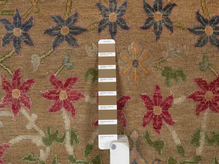 8'2" x 10'1" New Hand Knotted Brown Wool & Silk Rectangle Oriental Rug - MOA10292601