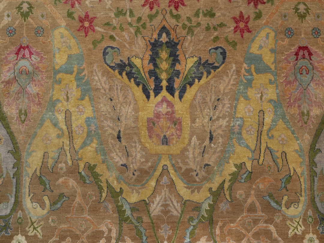 8'2" x 10'1" New Hand Knotted Brown Wool & Silk Rectangle Oriental Rug - MOA10292601