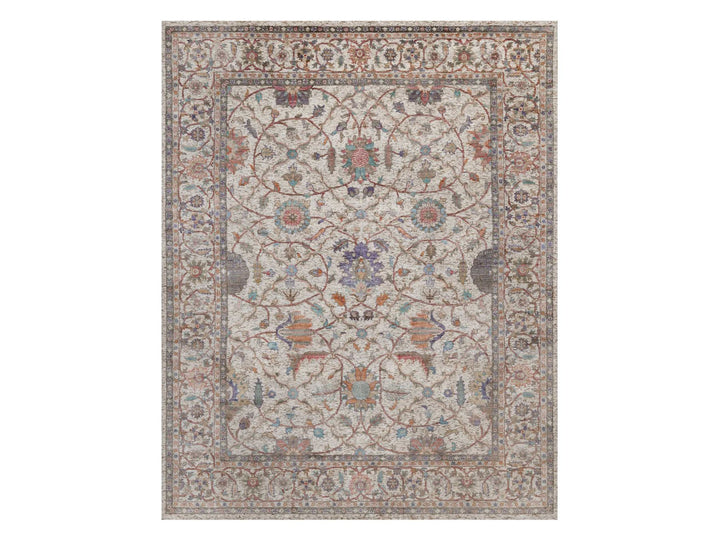 8'0" x 10'1" New Hand Knotted Ivory Silk Rectangle Oriental Rug - MOA10292602
