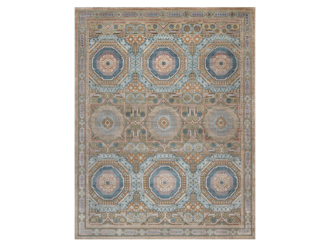 11'8" x 15'1" New Hand Knotted Brown Wool & Silk Rectangle Oriental Rug - MOA10292605