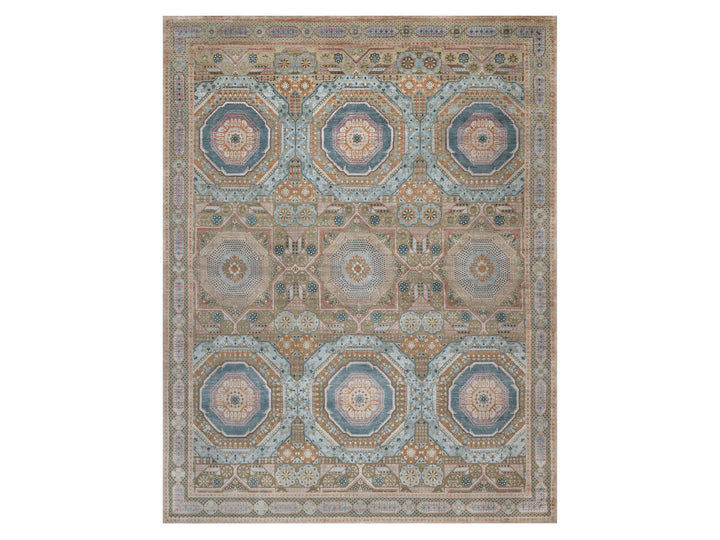 11'8" x 15'1" New Hand Knotted Brown Wool & Silk Rectangle Oriental Rug - MOA10292605
