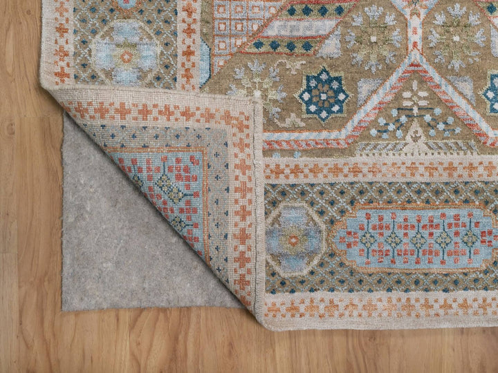 11'8" x 15'1" New Hand Knotted Brown Wool & Silk Rectangle Oriental Rug - MOA10292605