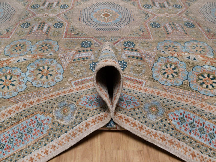11'8" x 15'1" New Hand Knotted Brown Wool & Silk Rectangle Oriental Rug - MOA10292605