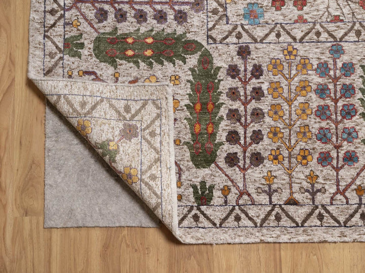 11'7" x 18'3" New Hand Knotted Ivory Wool & Silk Rectangle Oriental Rug - MOA10292606