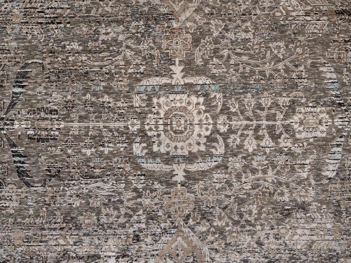12'2" x 15'3" New Hand Knotted Brown Wool & Silk Rectangle Oriental Rug - MOA10292607