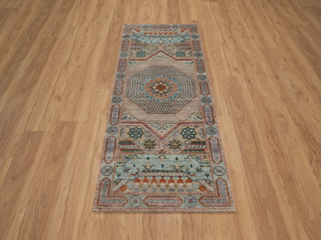 2'5" x 6'0" New Hand Knotted Brown Wool & Silk Runner Oriental Rug - MOA10292609