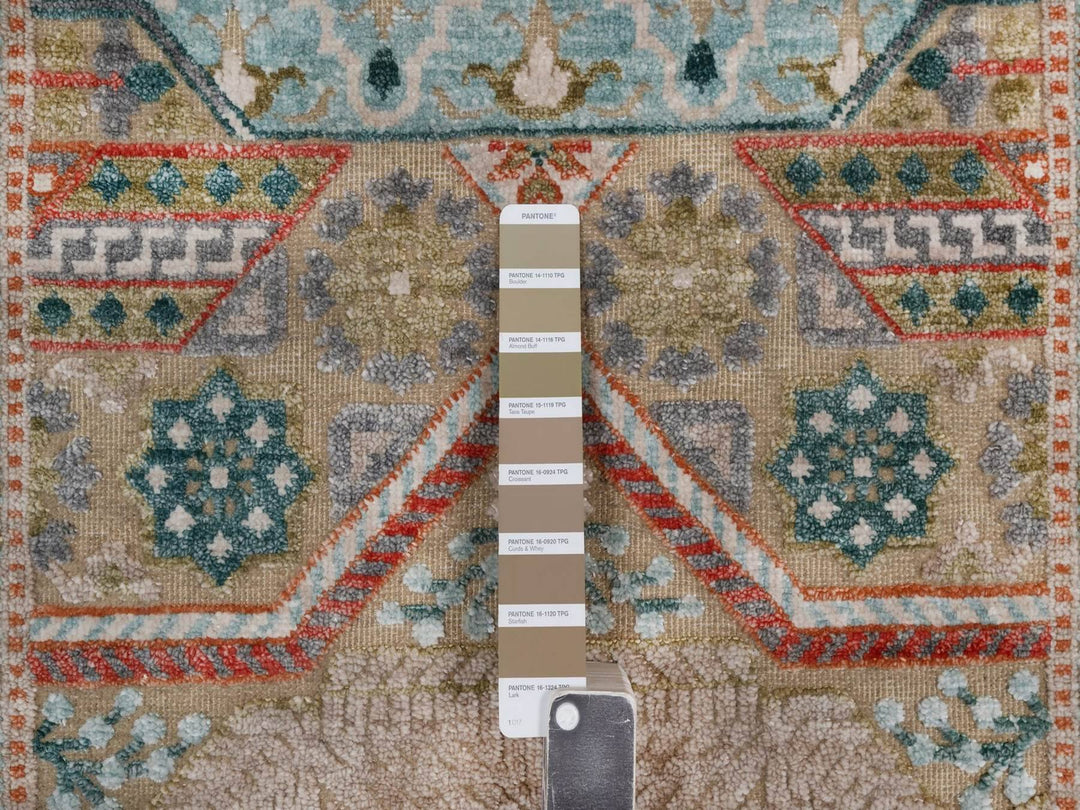 2'5" x 6'0" New Hand Knotted Brown Wool & Silk Runner Oriental Rug - MOA10292609