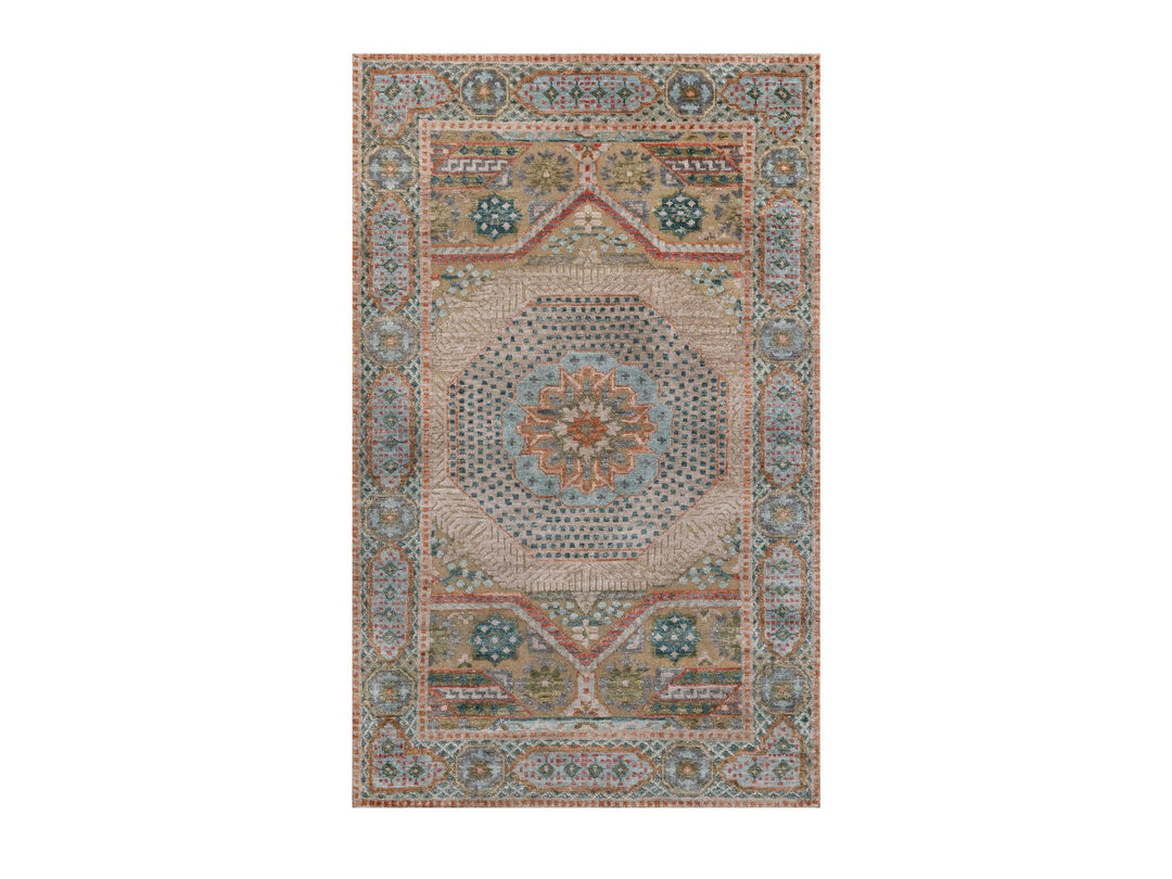 3'2" x 5'1" New Hand Knotted Brown Wool & Silk Rectangle Oriental Rug - MOA10292610