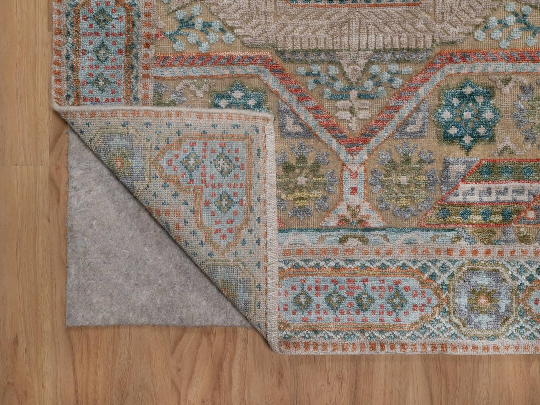 3'2" x 5'1" New Hand Knotted Brown Wool & Silk Rectangle Oriental Rug - MOA10292610