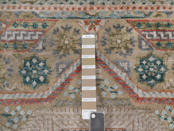 3'2" x 5'1" New Hand Knotted Brown Wool & Silk Rectangle Oriental Rug - MOA10292610