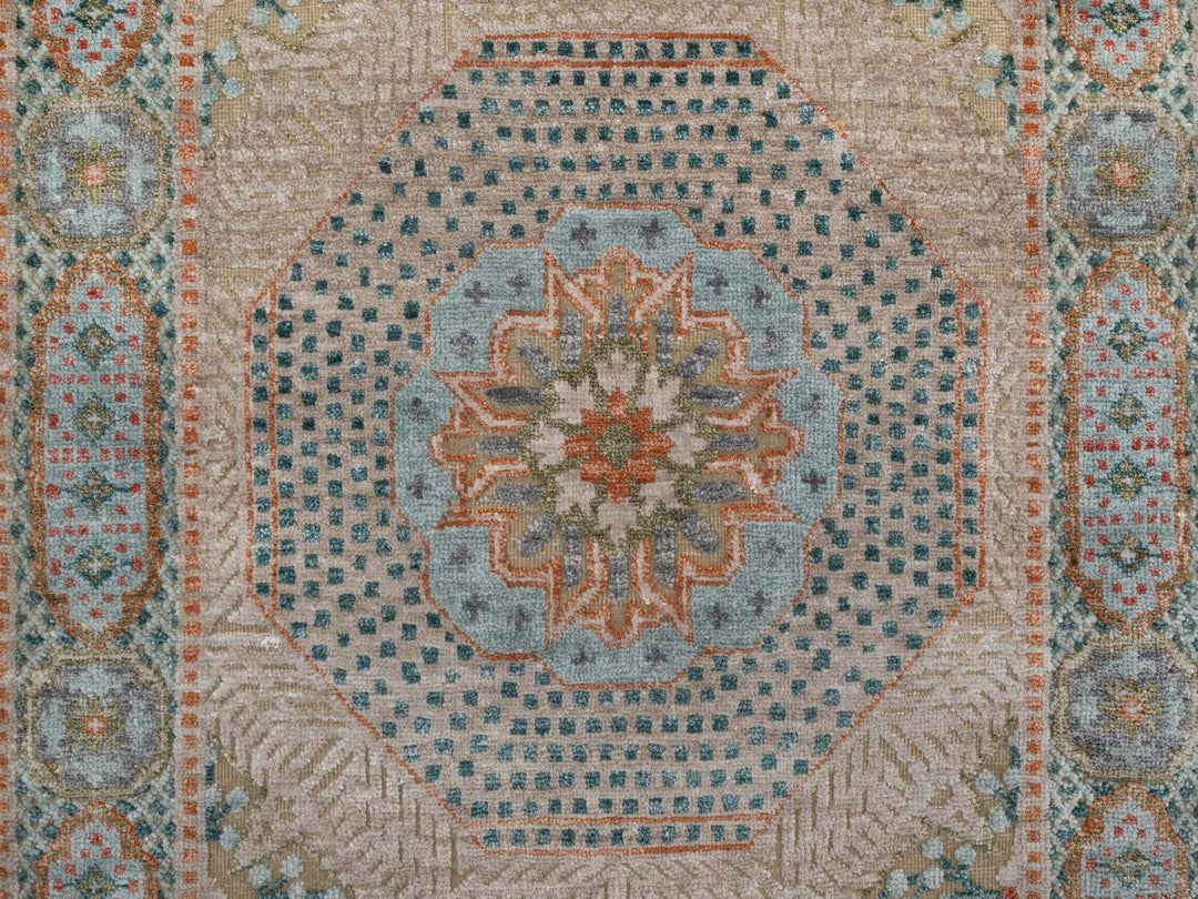 3'2" x 5'1" New Hand Knotted Brown Wool & Silk Rectangle Oriental Rug - MOA10292610