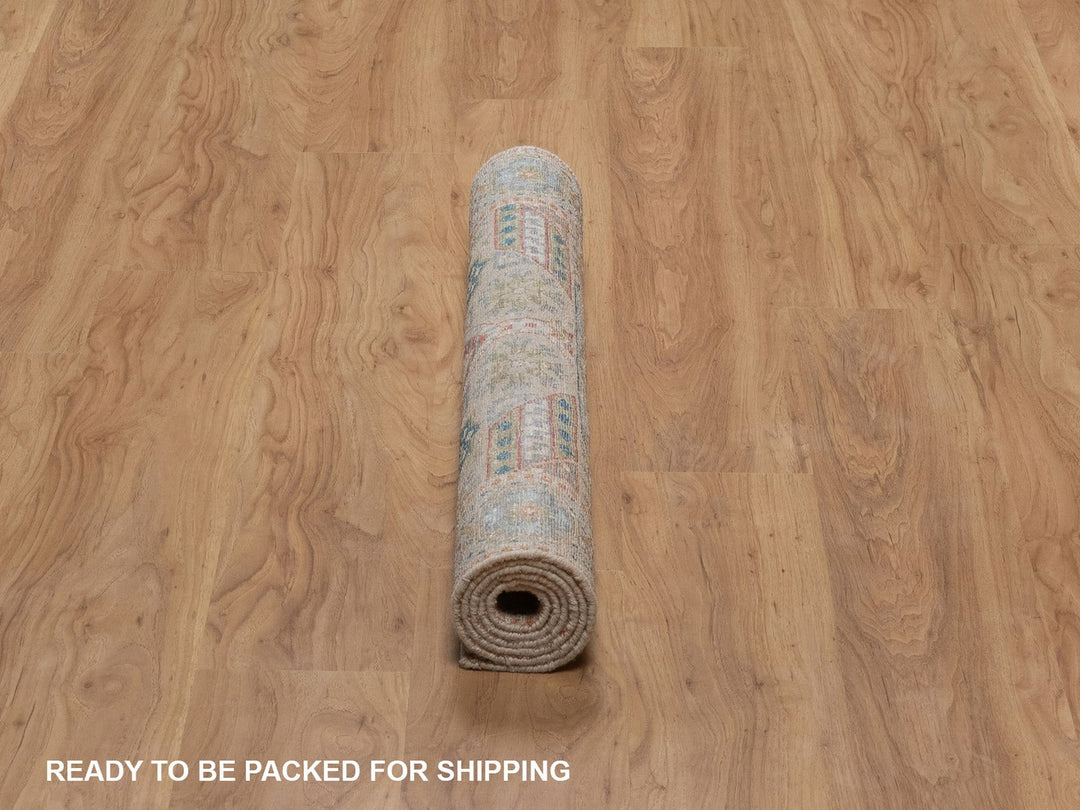 3'2" x 5'1" New Hand Knotted Brown Wool & Silk Rectangle Oriental Rug - MOA10292610