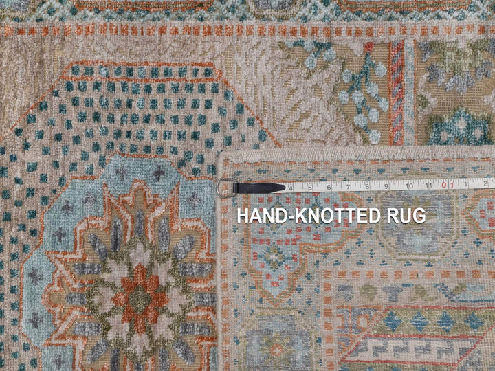 3'2" x 5'1" New Hand Knotted Brown Wool & Silk Rectangle Oriental Rug - MOA10292610