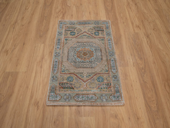 2'0" x 3'0" New Hand Knotted Brown Wool & Silk Rectangle Oriental Rug - MOA10292611