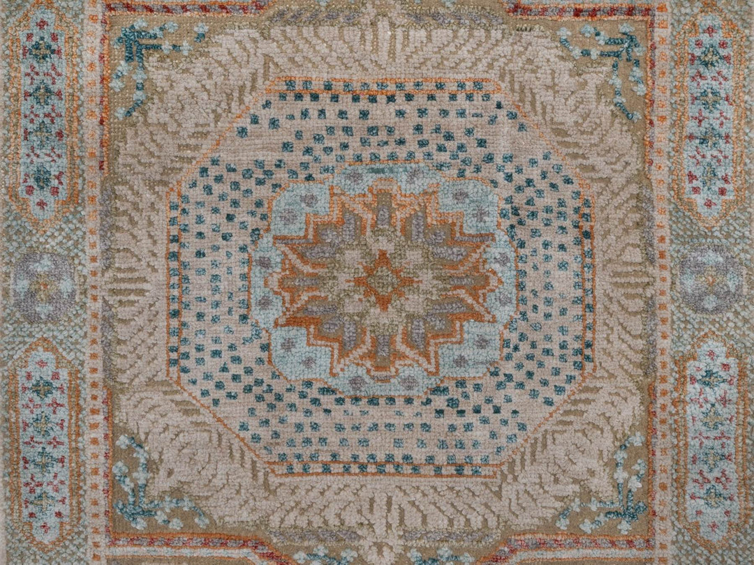 2'0" x 3'0" New Hand Knotted Brown Wool & Silk Rectangle Oriental Rug - MOA10292611