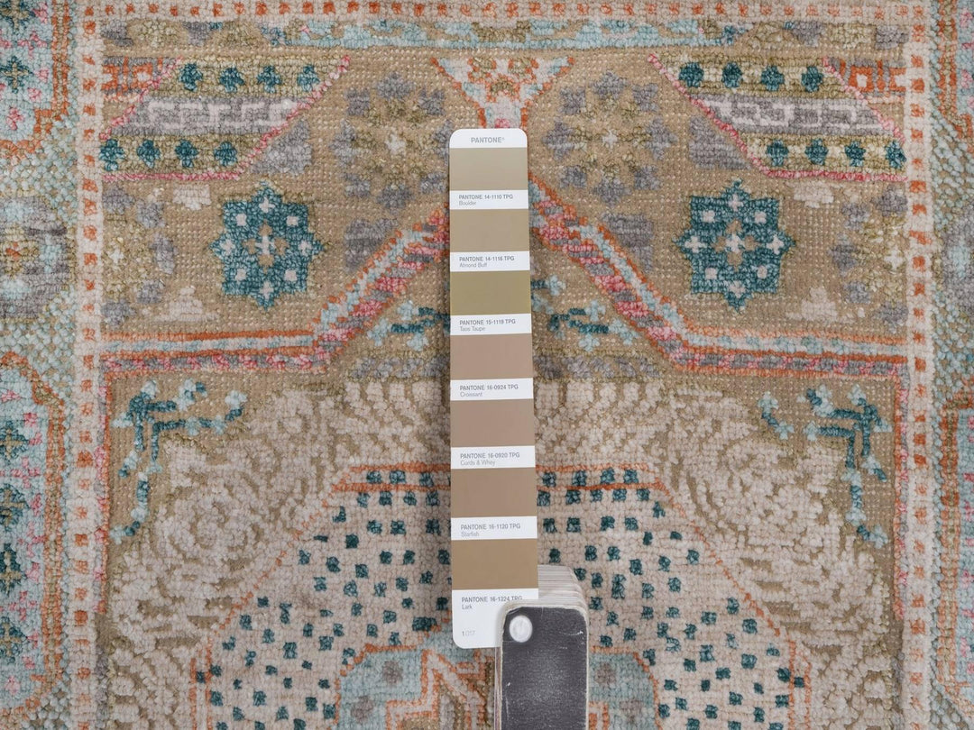 2'1" x 3'1" New Hand Knotted Brown Wool & Silk Rectangle Oriental Rug - MOA10292612
