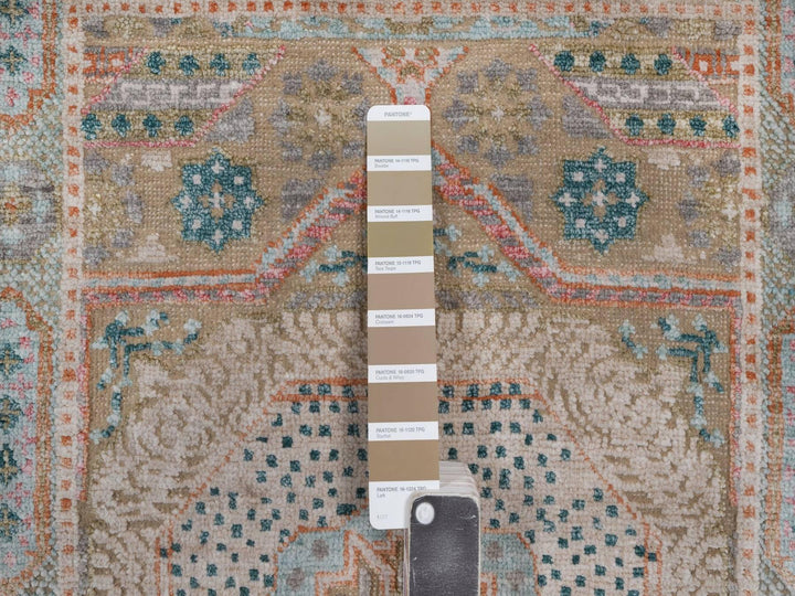 2'1" x 3'1" New Hand Knotted Brown Wool & Silk Rectangle Oriental Rug - MOA10292612