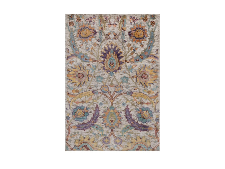 2'0" x 3'0" New Hand Knotted Ivory Wool & Silk Rectangle Oriental Rug - MOA10292613