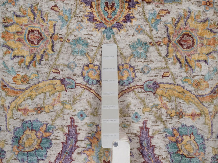 2'0" x 3'0" New Hand Knotted Ivory Wool & Silk Rectangle Oriental Rug - MOA10292613