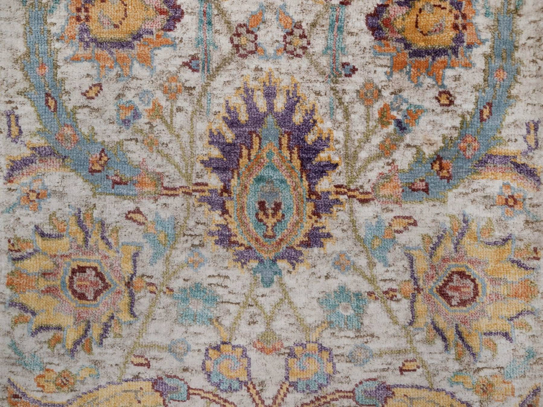2'0" x 3'0" New Hand Knotted Ivory Wool & Silk Rectangle Oriental Rug - MOA10292613