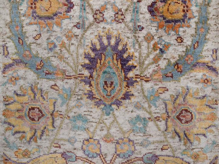 2'0" x 3'0" New Hand Knotted Ivory Wool & Silk Rectangle Oriental Rug - MOA10292613