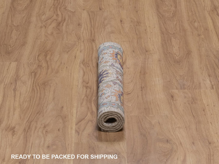 2'0" x 3'0" New Hand Knotted Ivory Wool & Silk Rectangle Oriental Rug - MOA10292613