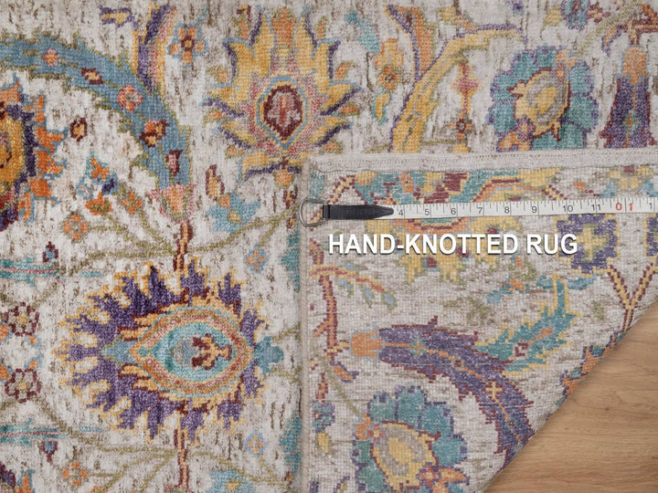 2'0" x 3'0" New Hand Knotted Ivory Wool & Silk Rectangle Oriental Rug - MOA10292613