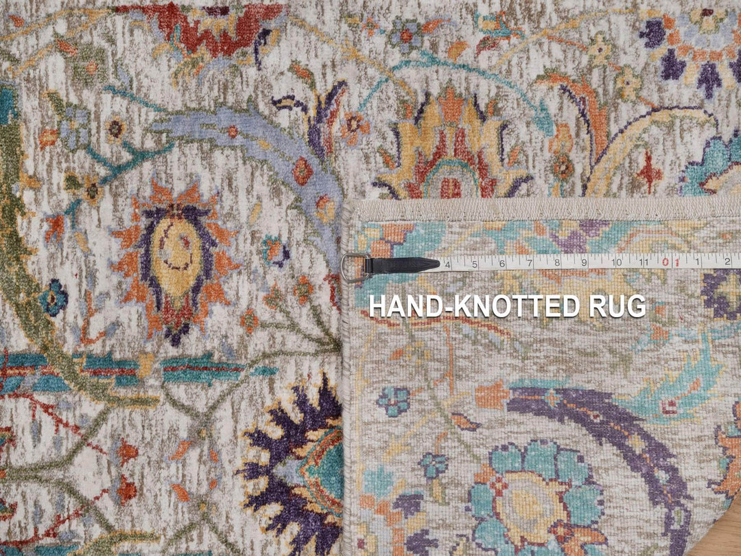 2'7" x 24'1" New Hand Knotted Ivory Wool & Silk Runner Oriental Rug - MOA10292614