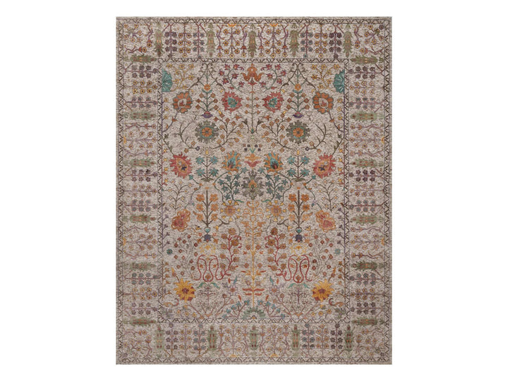 8'0" x 10'2" New Hand Knotted Ivory Wool & Silk Rectangle Oriental Rug - MOA10292615