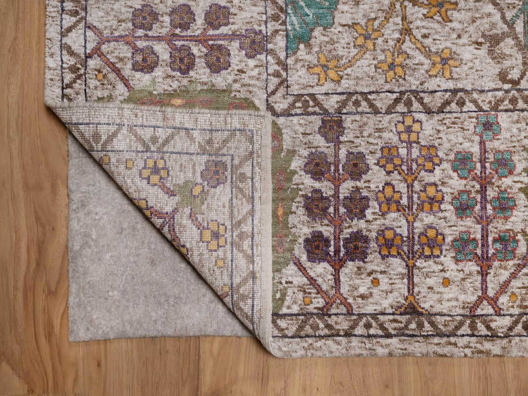 8'0" x 10'2" New Hand Knotted Ivory Wool & Silk Rectangle Oriental Rug - MOA10292615