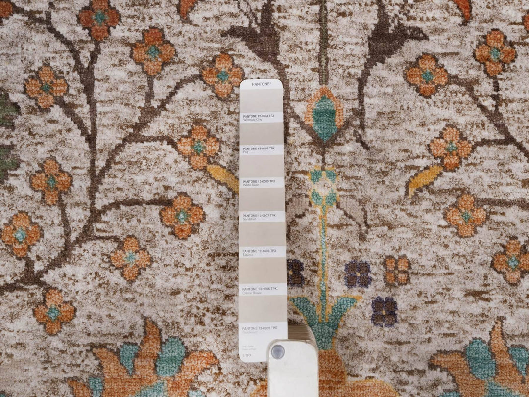 8'0" x 10'2" New Hand Knotted Ivory Wool & Silk Rectangle Oriental Rug - MOA10292615