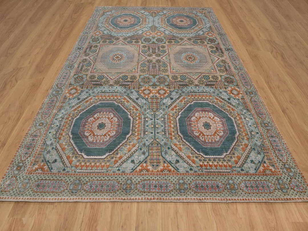 8'9" x 12'3" New Hand Knotted Brown Wool & Silk Rectangle Oriental Rug - MOA10292616
