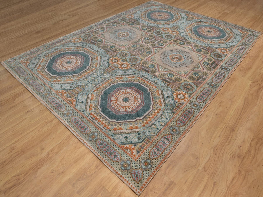 8'9" x 12'3" New Hand Knotted Brown Wool & Silk Rectangle Oriental Rug - MOA10292616