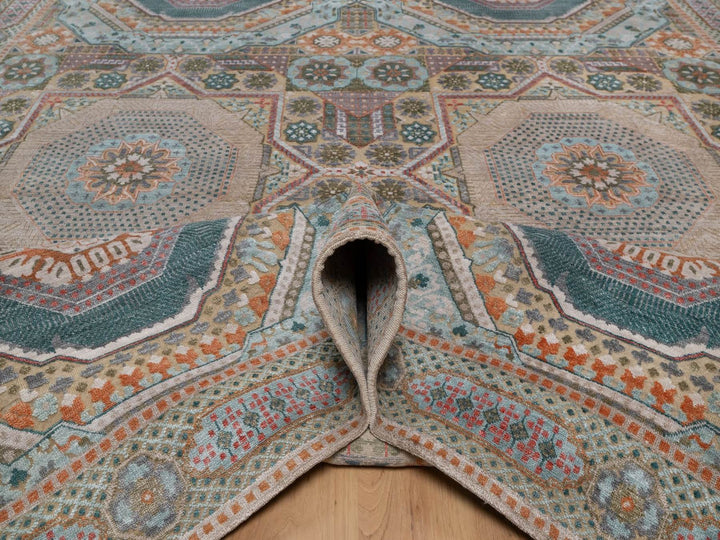 8'9" x 12'3" New Hand Knotted Brown Wool & Silk Rectangle Oriental Rug - MOA10292616