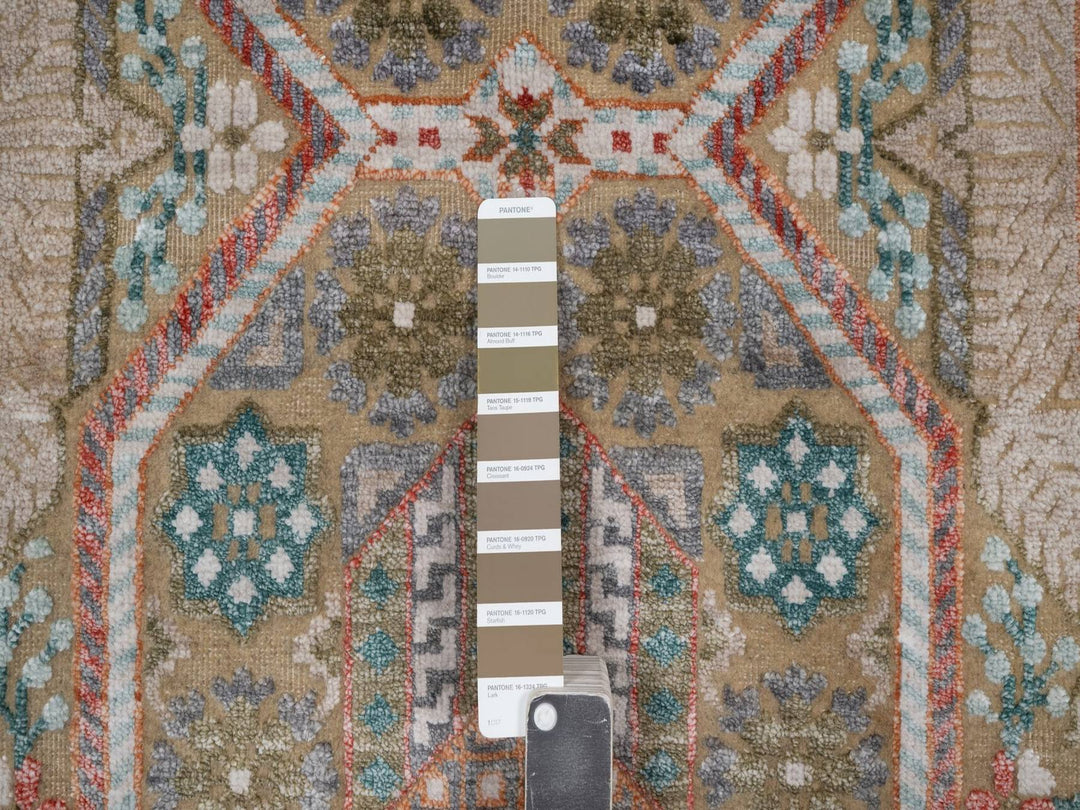 8'9" x 12'3" New Hand Knotted Brown Wool & Silk Rectangle Oriental Rug - MOA10292616