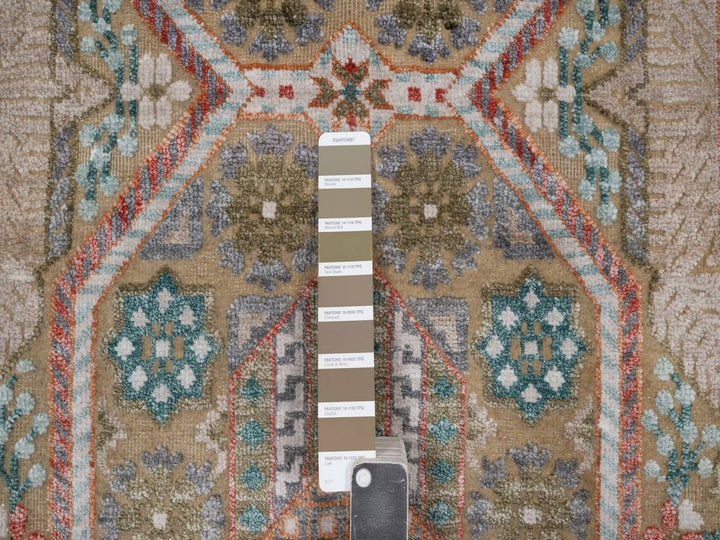 8'9" x 12'3" New Hand Knotted Brown Wool & Silk Rectangle Oriental Rug - MOA10292616