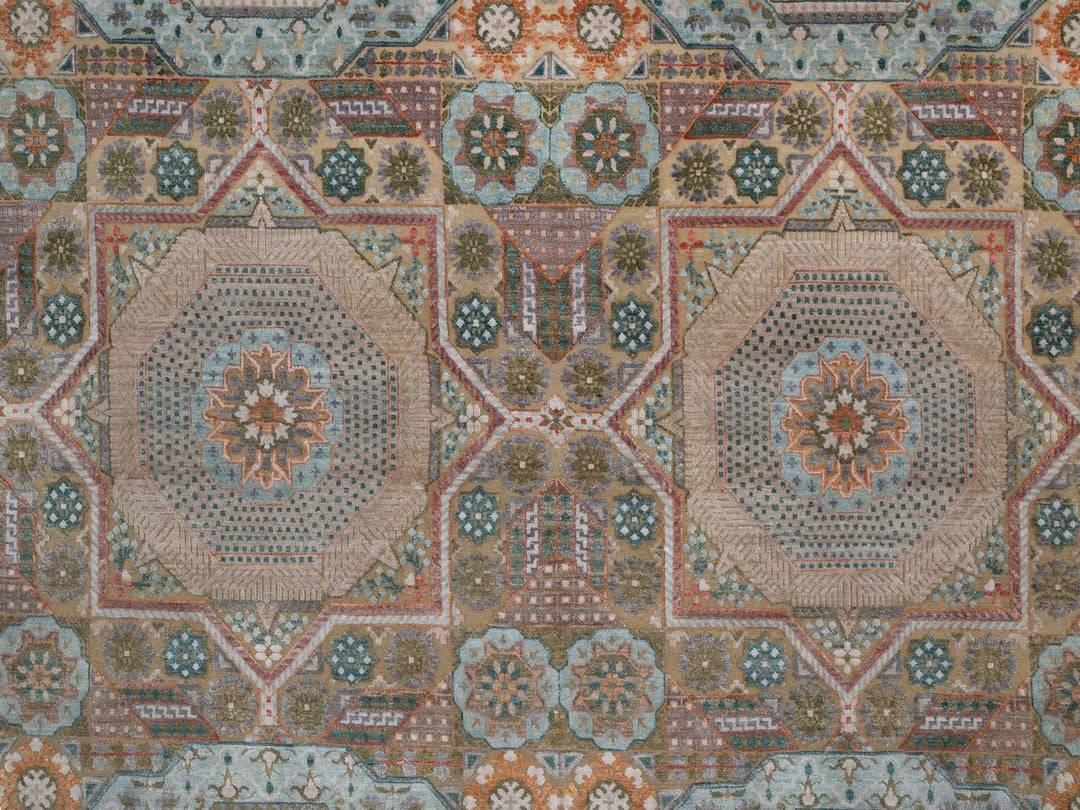 8'9" x 12'3" New Hand Knotted Brown Wool & Silk Rectangle Oriental Rug - MOA10292616