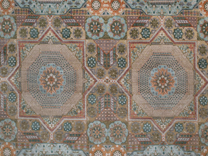 8'9" x 12'3" New Hand Knotted Brown Wool & Silk Rectangle Oriental Rug - MOA10292616
