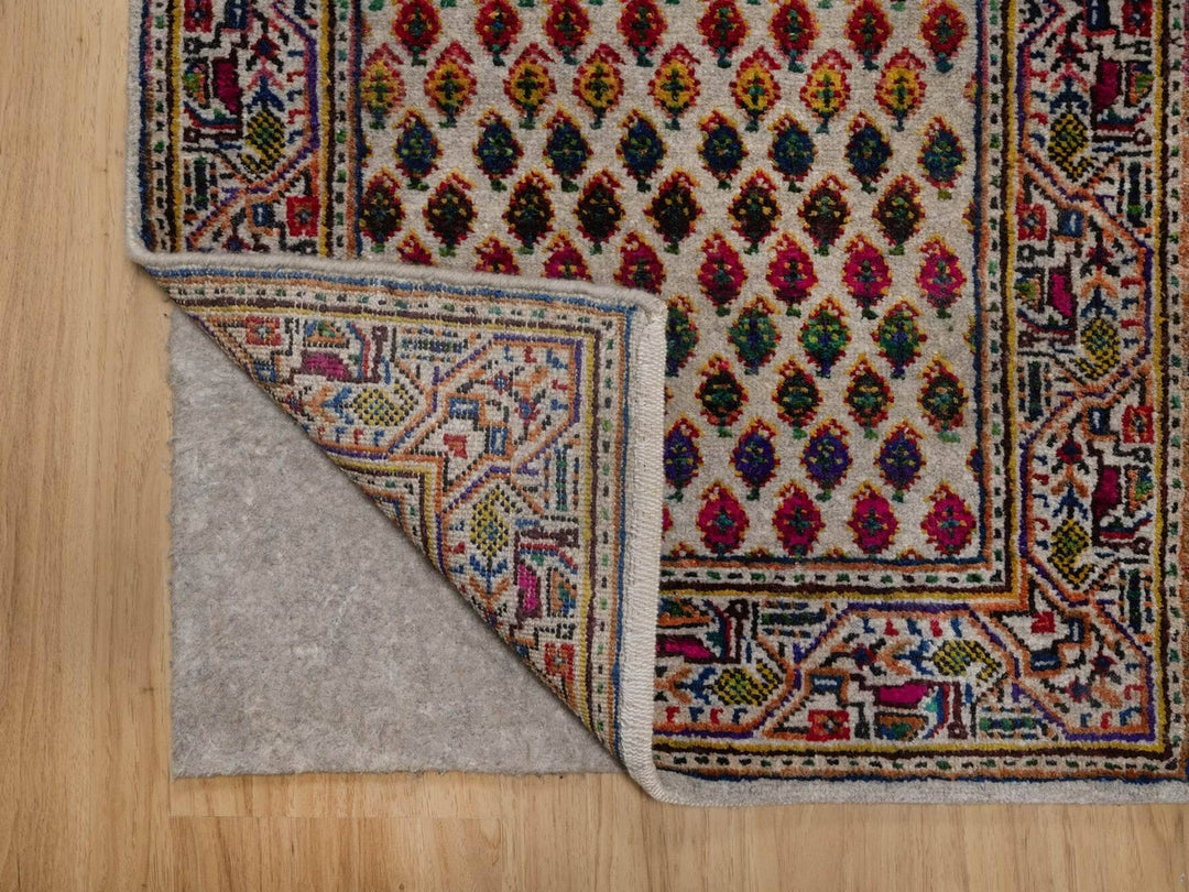 2'0" x 3'0" New Hand Knotted Beige Wool & Sari Silk Rectangle Oriental Rug - MOA10292617