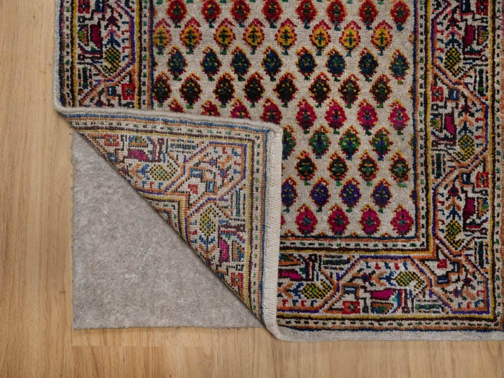 2'0" x 3'0" New Hand Knotted Beige Wool & Sari Silk Rectangle Oriental Rug - MOA10292617