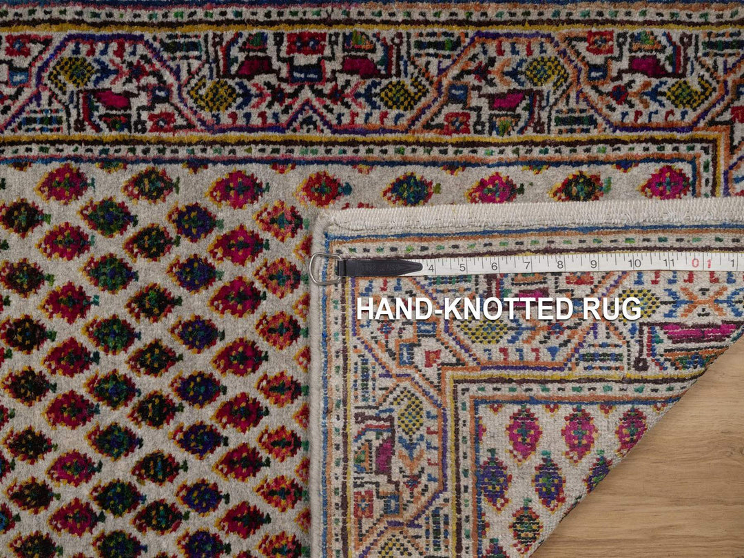 2'0" x 3'0" New Hand Knotted Beige Wool & Sari Silk Rectangle Oriental Rug - MOA10292617