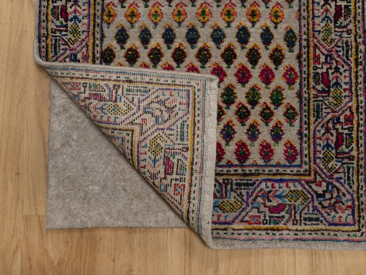 1'10" x 3'0" New Hand Knotted Beige Wool & Sari Silk Rectangle Oriental Rug - MOA10292618