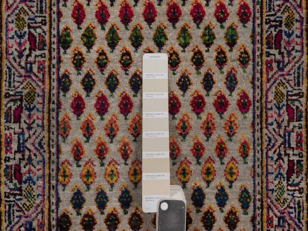 1'10" x 3'0" New Hand Knotted Beige Wool & Sari Silk Rectangle Oriental Rug - MOA10292618