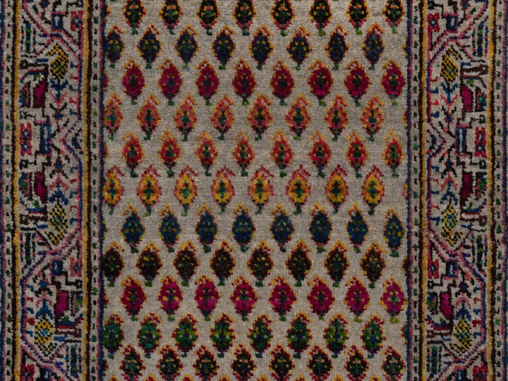 1'10" x 3'0" New Hand Knotted Beige Wool & Sari Silk Rectangle Oriental Rug - MOA10292618