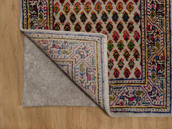 1'11" x 3'0" New Hand Knotted Beige Wool & Sari Silk Rectangle Oriental Rug - MOA10292619