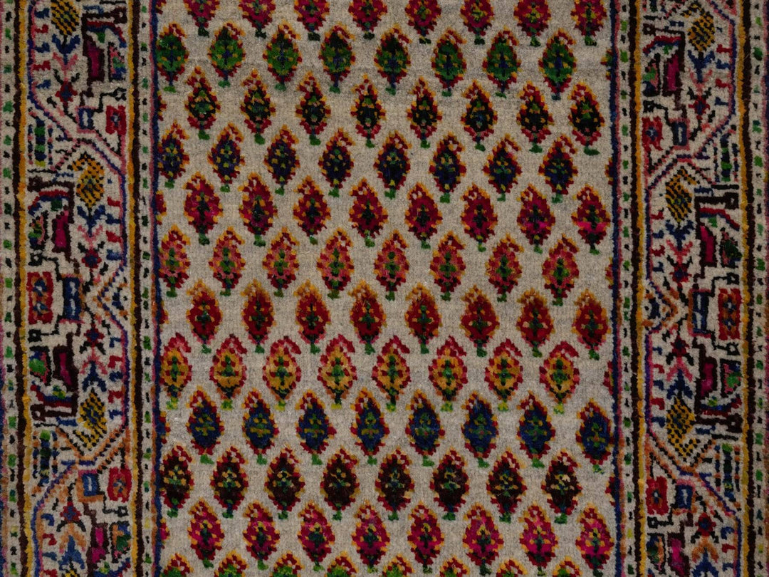 1'11" x 3'0" New Hand Knotted Beige Wool & Sari Silk Rectangle Oriental Rug - MOA10292619
