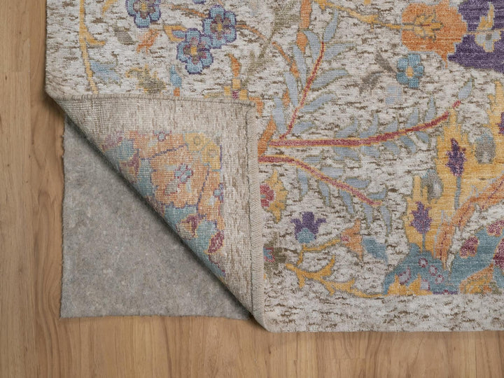 11'9" x 15'2" New Hand Knotted Ivory Wool & Silk Rectangle Oriental Rug - MOA10292621