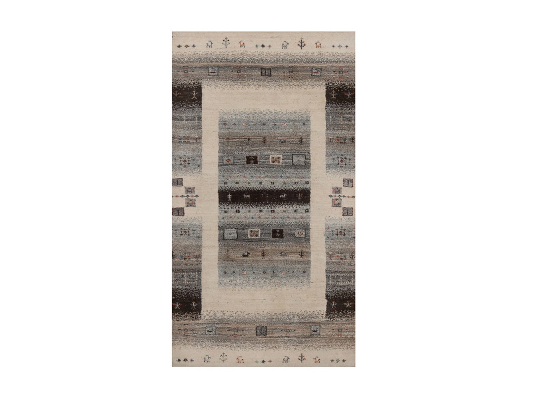 2'6" x 4'8" New Hand Knotted Ivory Wool Rectangle Oriental Rug - MOA10292623