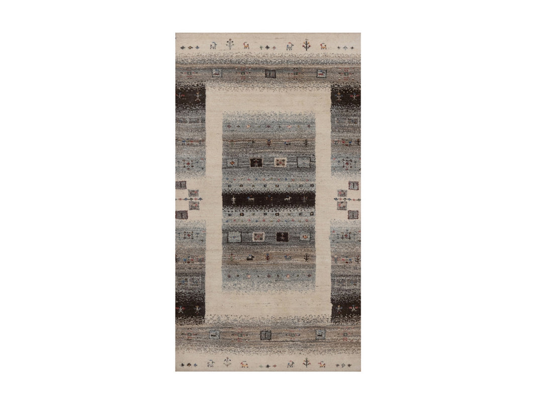 2'6" x 4'7" New Hand Knotted Ivory Wool Rectangle Oriental Rug - MOA10292624